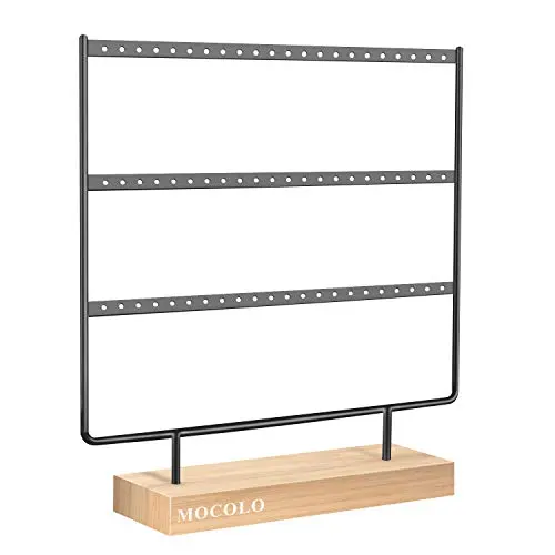 Organisateur de boucle d'oreille, support de boucle d'oreille pour boucles d'oreilles suspendues (66 trous et 3 couches)