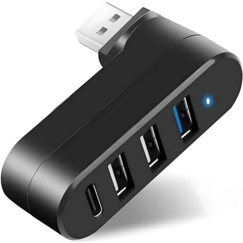Hub 4 ports USB 3.0 [90°/180° rotatif], répartiteur USB avec 3 ports USB et 1 port USB C, rallonge USB pour ordinateur portable, voiture, Mac Pro, iMac, MacBook Air, MacBook Pro, MacBook et plus