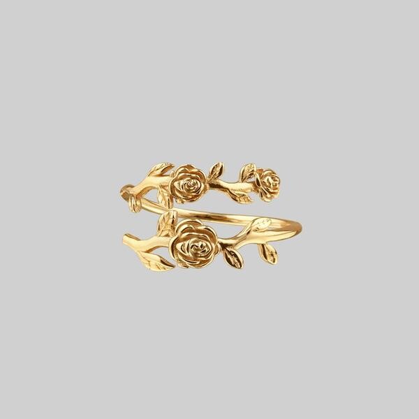 DAMASK. Rose Foliage Wrap Ring - Gold - Taille L