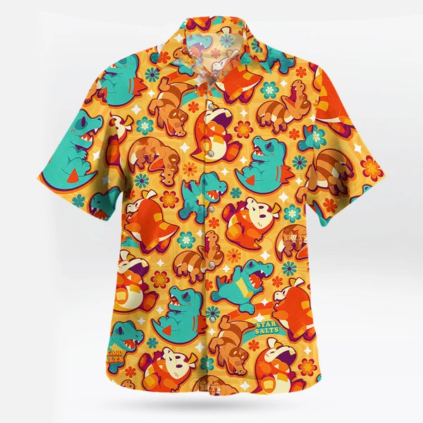 Crocodile Rock Button Up Hawaiian Shirt – Retro Tropical Party Style - Tropi Hawaiian Shirts