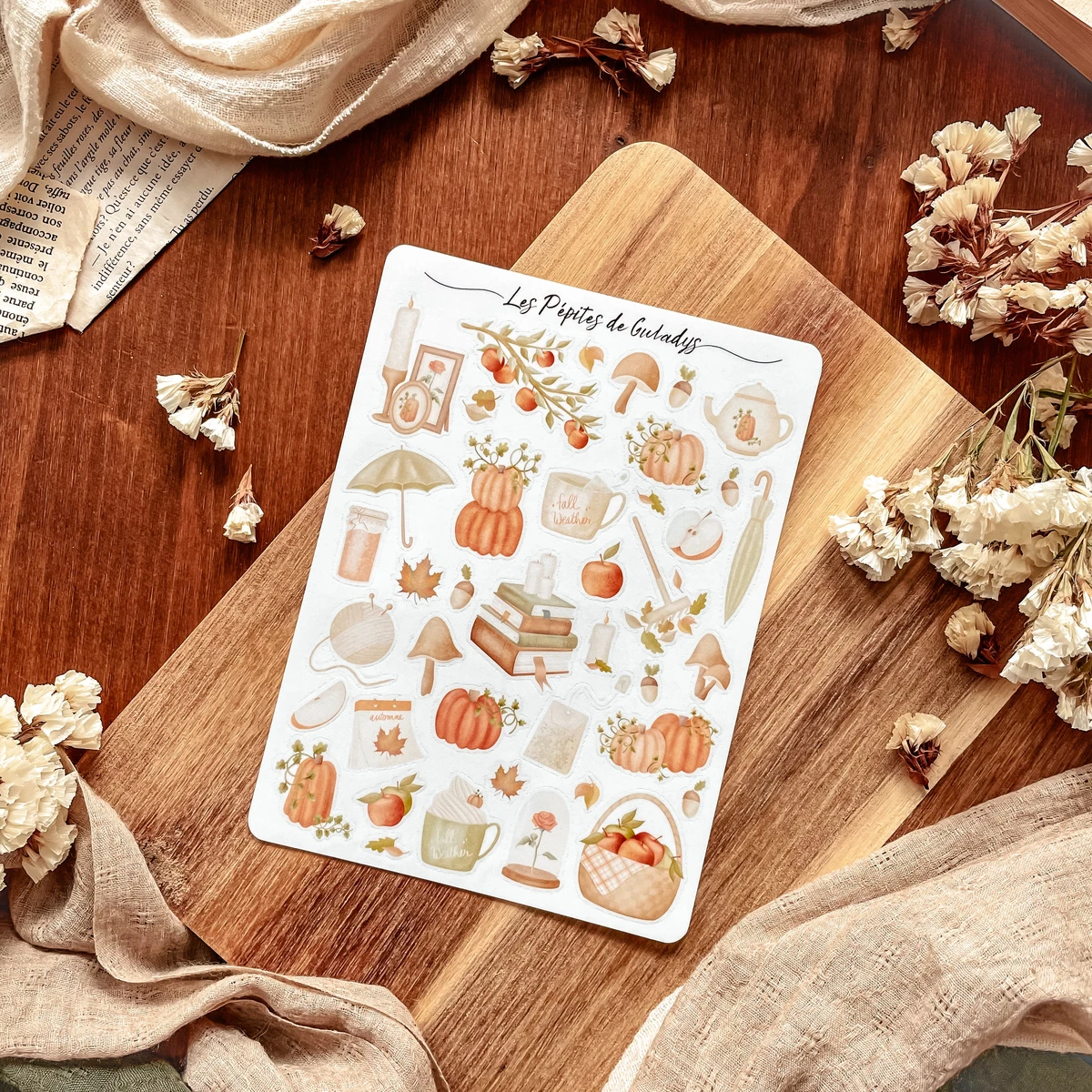 Grande planche de stickers Automne Cosy