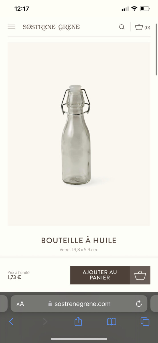 Bouteille à huile | Verre. 19,8 x 5,9 cm. | Søstrene Grene