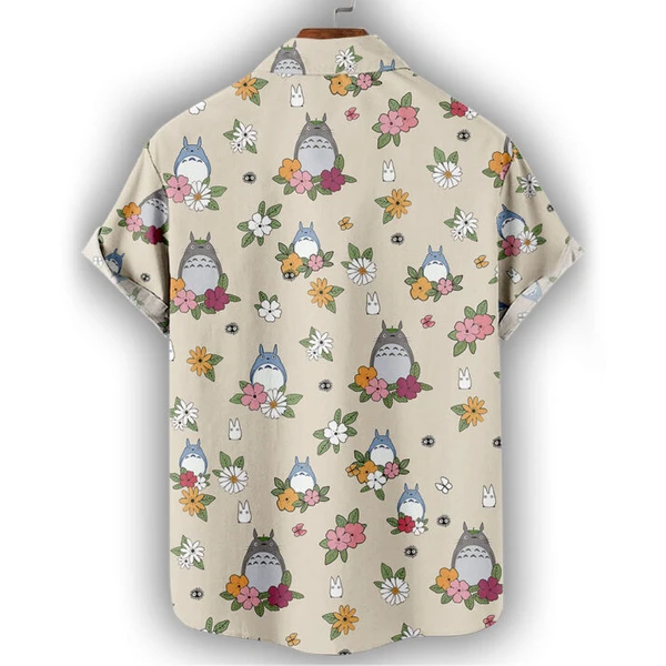 Totoro Hawaiian Shirt – Floral Ghibli-Inspired Button-Up