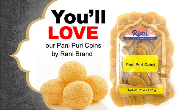 Rani Pani Puri Coins 7oz (200g) 80-85 Coins ~ Uncooked, Microwaveable wheat and Semolina Coins ~ All Natural | Vegan | NON-GMO