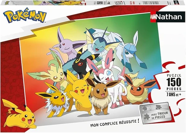 Nathan - Puzzle Enfant - 150 pièces - Evoli et ses évolutions - Pokémon - Filles ou garçons Garçon ou fille dès 7 ans - Puzzle de qualité supérieure - Carton épais et résistant - Animés - 86030