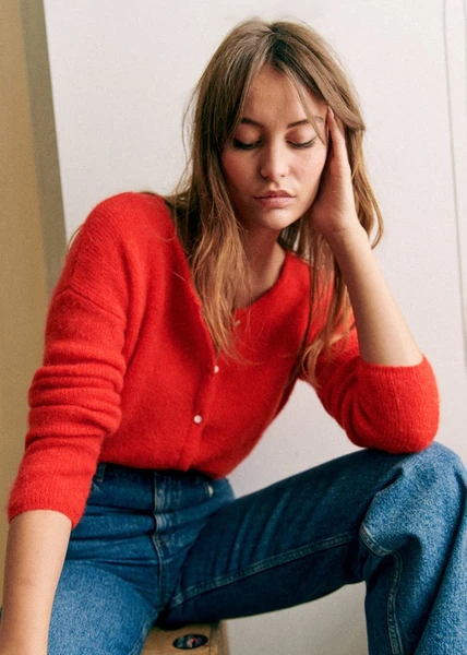Gilet Gaspard - Rouge - Super kid mohair - Sézane
