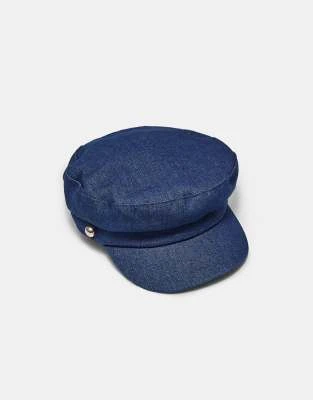 Stradivarius - Casquette de marin en jean - Bleu moyen