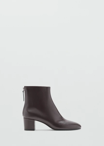 Bottines cuir talon bloc - Femme | MANGO France métropolitaine