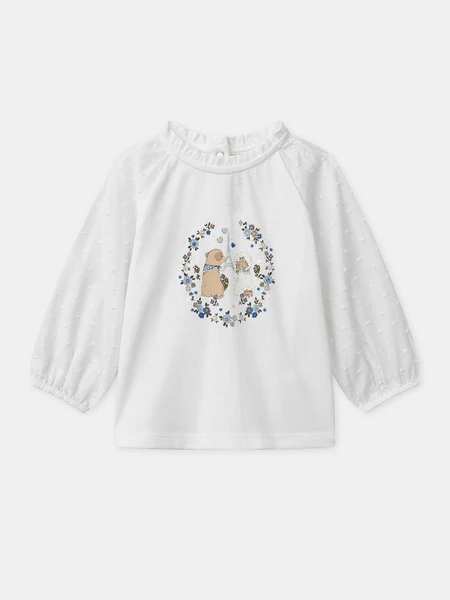 Blouse blanche à motif chien Bébé Fille