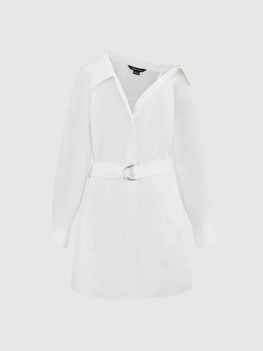 One Shoulder Straight Shirt Dress