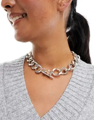 Mango - Collier à maillons chunky - Argenté