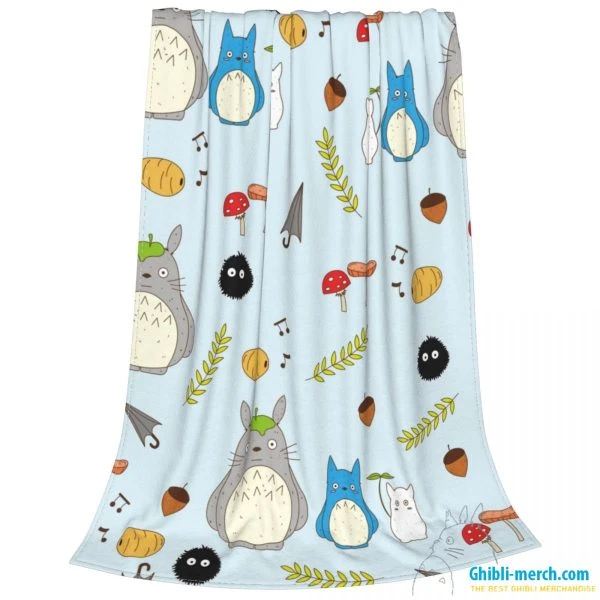 Totoro and Friends Blanket Blue So Cute & Warm | Ghibli Merch Store