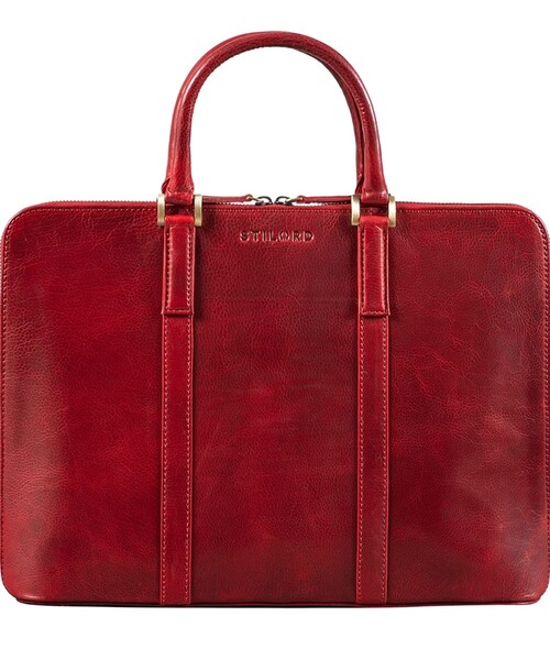 STILORD 'Dionys' Porte-Documents en Cuir Cartable A4 Femme Homme Vintage Travail pour MacBook 16 Pouces Portable Pouces Mallette, Couleur:Rouge