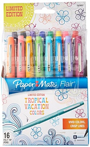 Sanford Paper Mate Flair Medium Felt Tip Pens 16/Pkg-Tropical Vacation