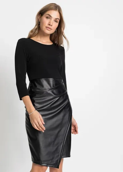 Robe bi-matière avec haut en jersey