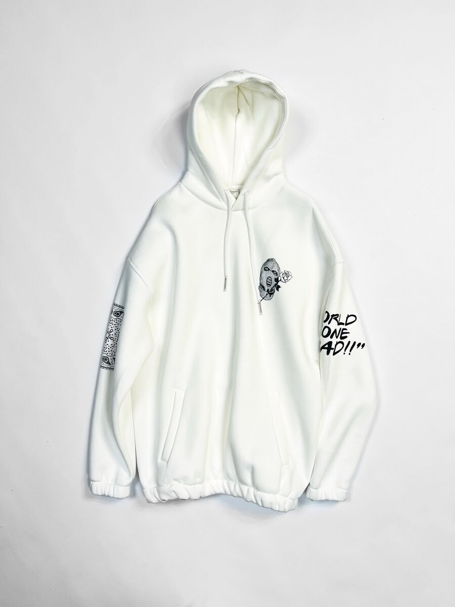 Oversize Masked Man Hoodie in Weiß