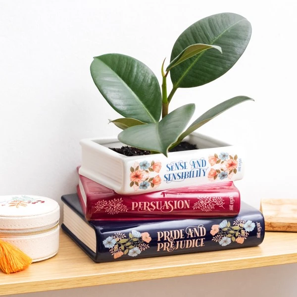 Stacked book planter - Jane Austen