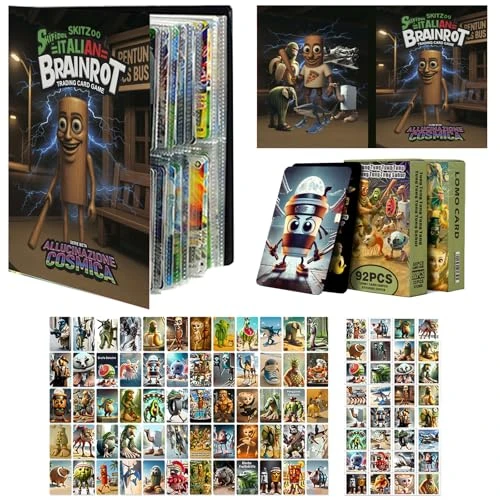 WENAUANG Jeu de Cartes à Collectionner Italian Brainrot, Apportez Un Carnet de Cartes Inclure 60 Cartes à Collectionner et 32 Autocollants, Cadeau Parfait pour Adolescents, FêTes et Anniversaires