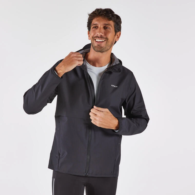 Veste imperméable run 100 homme noire