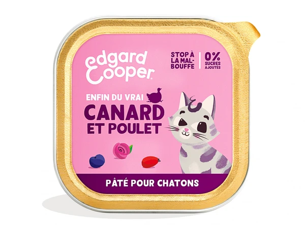 Edgard & Cooper Barquette de Pâtée Canard et Poulet frais Sans Céréales pour Chaton