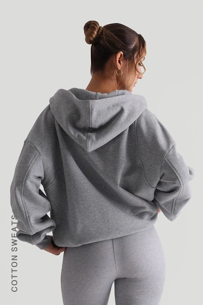 Boyfriend Zip-Up Hoodie - Heather Gray