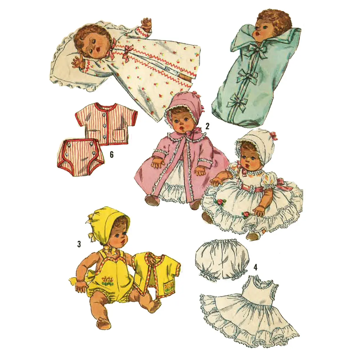 PDF - Patron de couture des années 1950 : Vêtements de poupée, Betsy Wetsy et Tiny Tears - Hauteur 11,5" (29,2 cm) - Imprimez instantanément à la maison