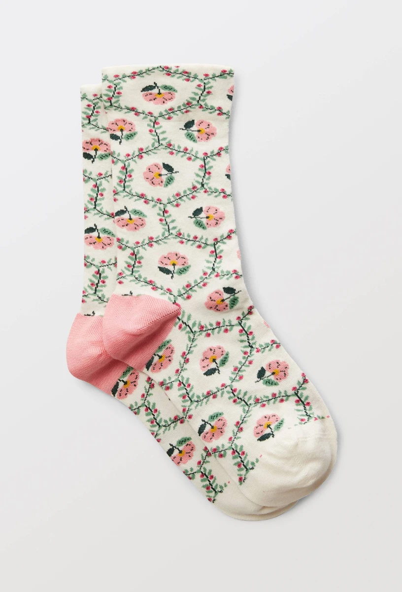 Paire de chaussettes motif tapisserie en coton