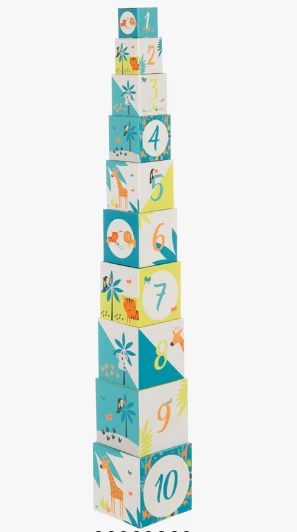 Jouet 1er âge cubes à empiler crazy jungle