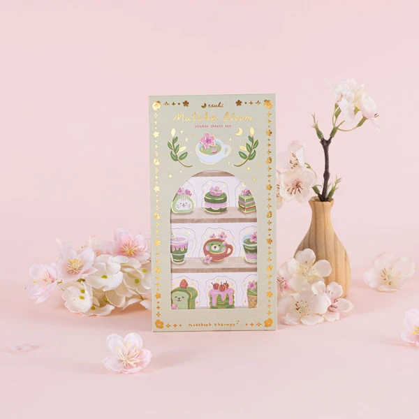 Tsuki ‘Matcha Bloom’ Sticker Set ☾ – NotebookTherapy