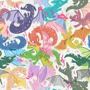 Rainbow Dragons Fabric | Spoonflower