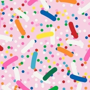 Rainbow Sprinkles on Strawberry Ice Fabric | Spoonflower