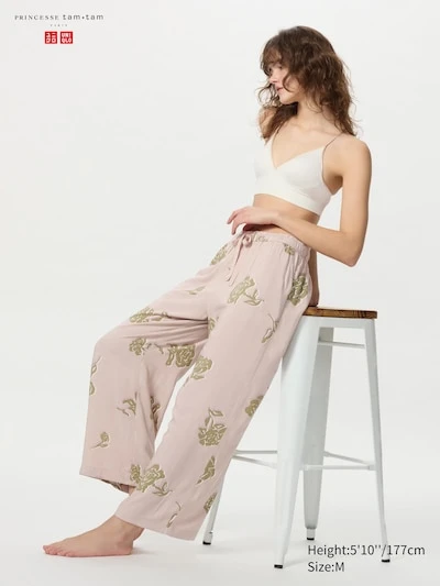 Pantalon Easy drapé (Motif fleuri, Standard)