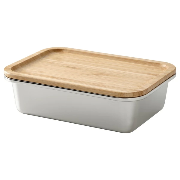 IKEA 365+ Boîte de conservation av couvercle - rectangulaire acier inoxydable/bambou 1.0 l