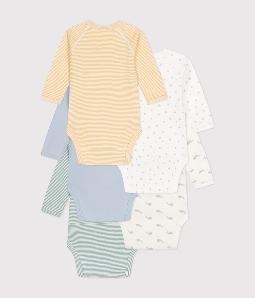Lot de 5 bodies croisés manches longues en coton bébé