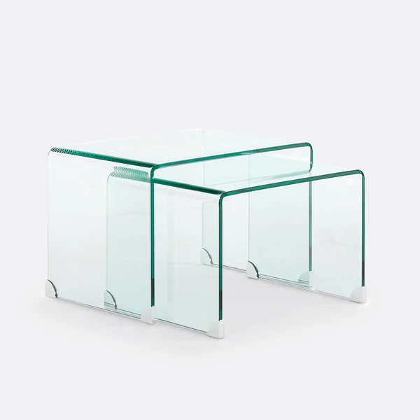Tables basses gigognes en verre trempé, Joan