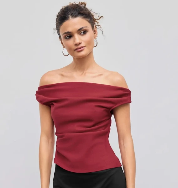 — cider, off-shoulder crop top (red, 34)