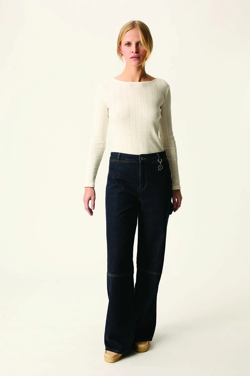 T-shirt col bateau en maille pointelle, GARANCE