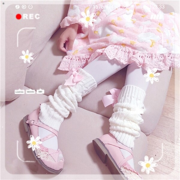 Lolita japonaise douce fille, couvre-pieds tricoté, chaussettes chauffantes, couvre-pieds pour femmes