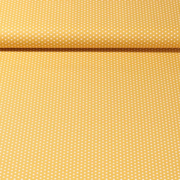Popeline de coton Stella - Mini étoiles Ocre Blanc