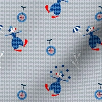 diamond clown on grey Fabric | Spoonflower