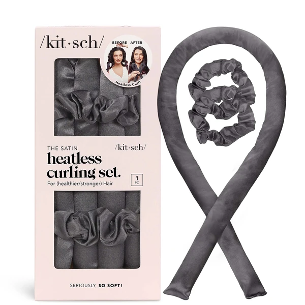 Kitsch Satin Heatless Curling Set - Charcoal