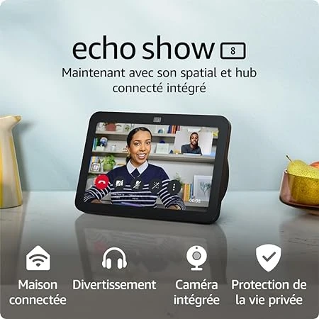 Echo Show 8 (3e génération, modèle 2023) | Écran tactile HD connecté avec son spatial, hub connecté intégré et Alexa | Anthracite