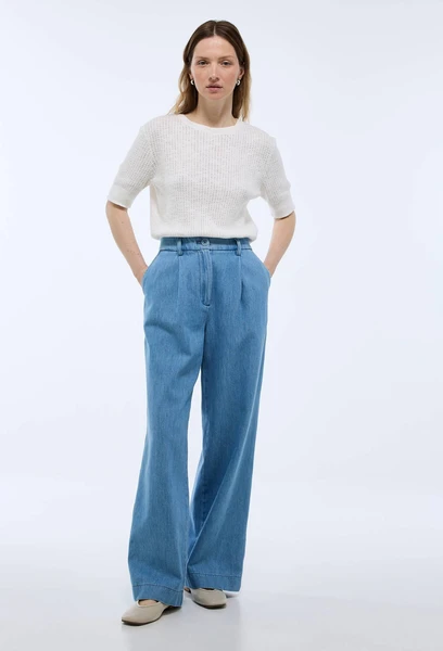 Pull col rond ajouré en coton BIO ECRU pour femme MONOPRIX