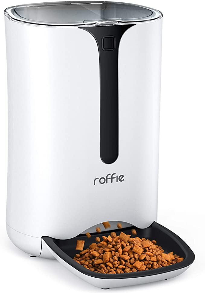 Roffie Distributeur Automatique de Croquettes pour Chats, Distributeur de Croquettes pour Chiens et Petits Animaux avec Enregistreur Vocal et Minuterie Programmable pour Jusqu'à 4 Repas par Jour: Amazon.fr: Informatique