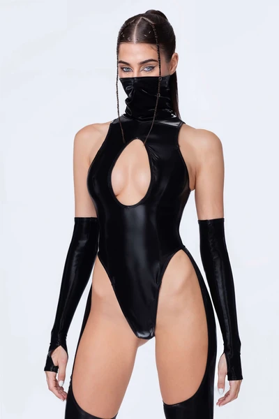 Starved For Glamour Embroidery Cut-Out Catsuit