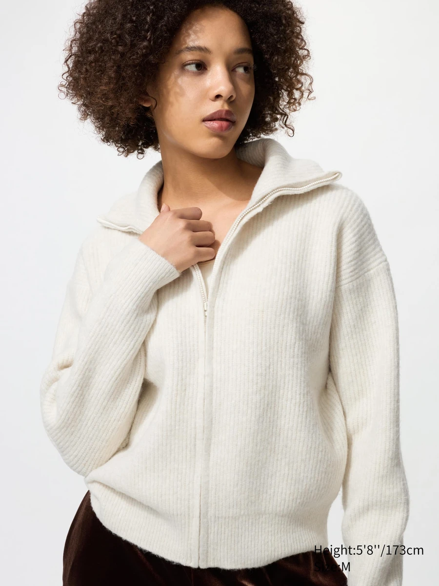 Cardigan zippé en maille soufflée Yarn™ pour Femme | UNIQLO FR