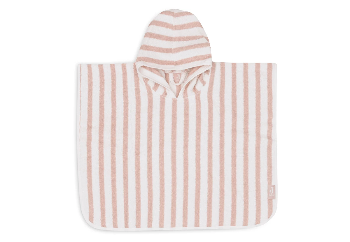 Poncho de Bain Stripe Éponge Wild Rose GOTS