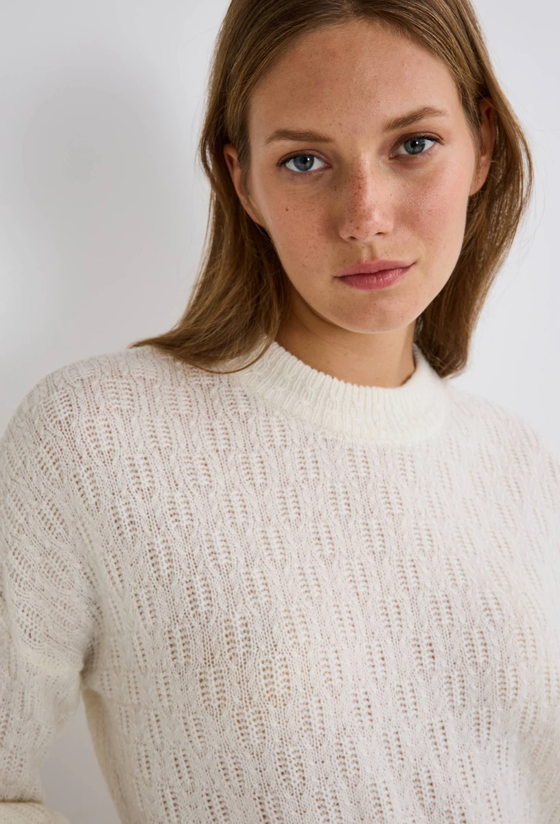 Pull col rond contenant de la laine