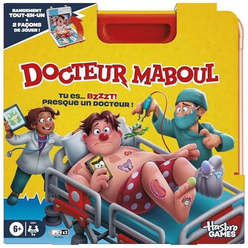 Hasbro Gaming Docteur Maboul, Jeu de Plateau électronique avec Mallette de Transport Tout-en-Un - Version française, Jeu de Société Moderne pour Enfants et Famille, avec Mallette, 2 Modes de Jeu