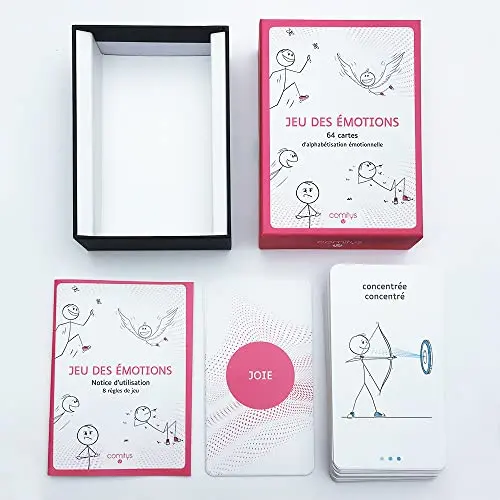 COMITYS | Jeu des Émotions | 64 Cartes d’Alphabétisation Émotionnelle | Outil Pédagogique Inspiré de la Communication Non-Violente CNV | 177 États Émotionnels À Découvrir